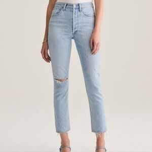 AGOLDE Riley high-rise straight  jeans JEANS SIZE 26 Distressed Jeans